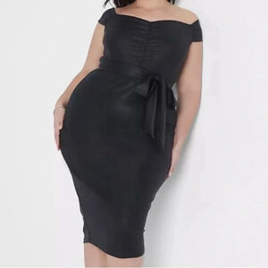 Lane Bryant Faux Leather off the shoulder Womens Cocktail Party Plus Size 16